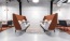 a room with chairs and tables